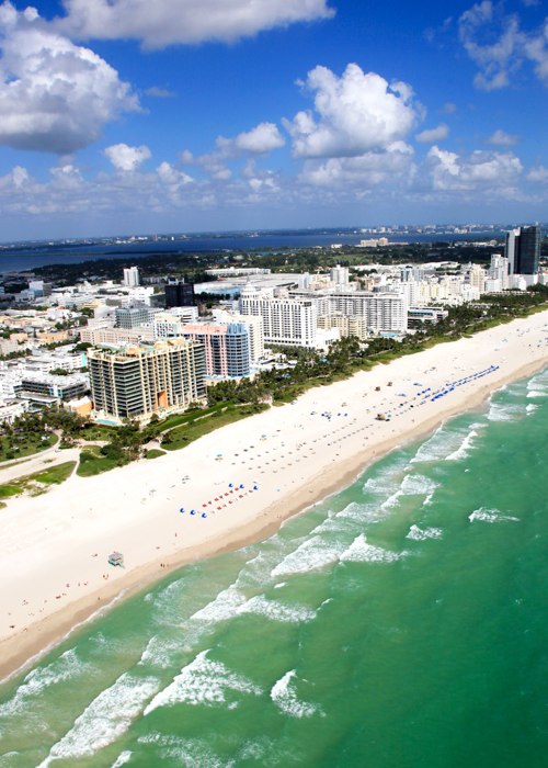 South Beach hotels aerial Photo
                                        courtesy GMCVB — MiamiandBeaches.com